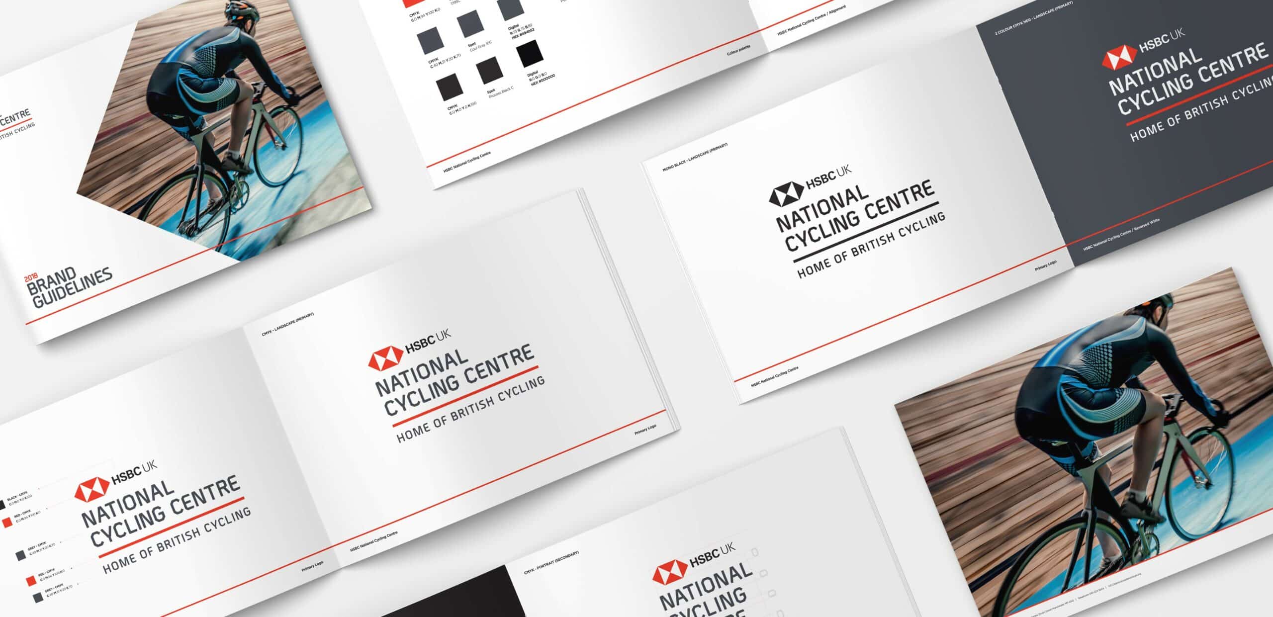 Several Pages of Branded Guidelines HSBC National Cycling Centre Brand Guidelines