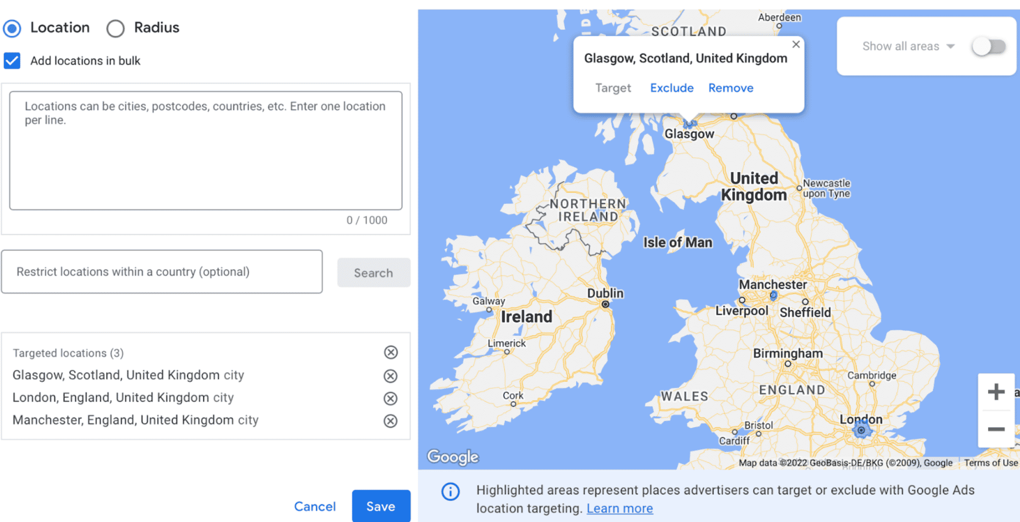 Bulk Geo-targeting Google Ads