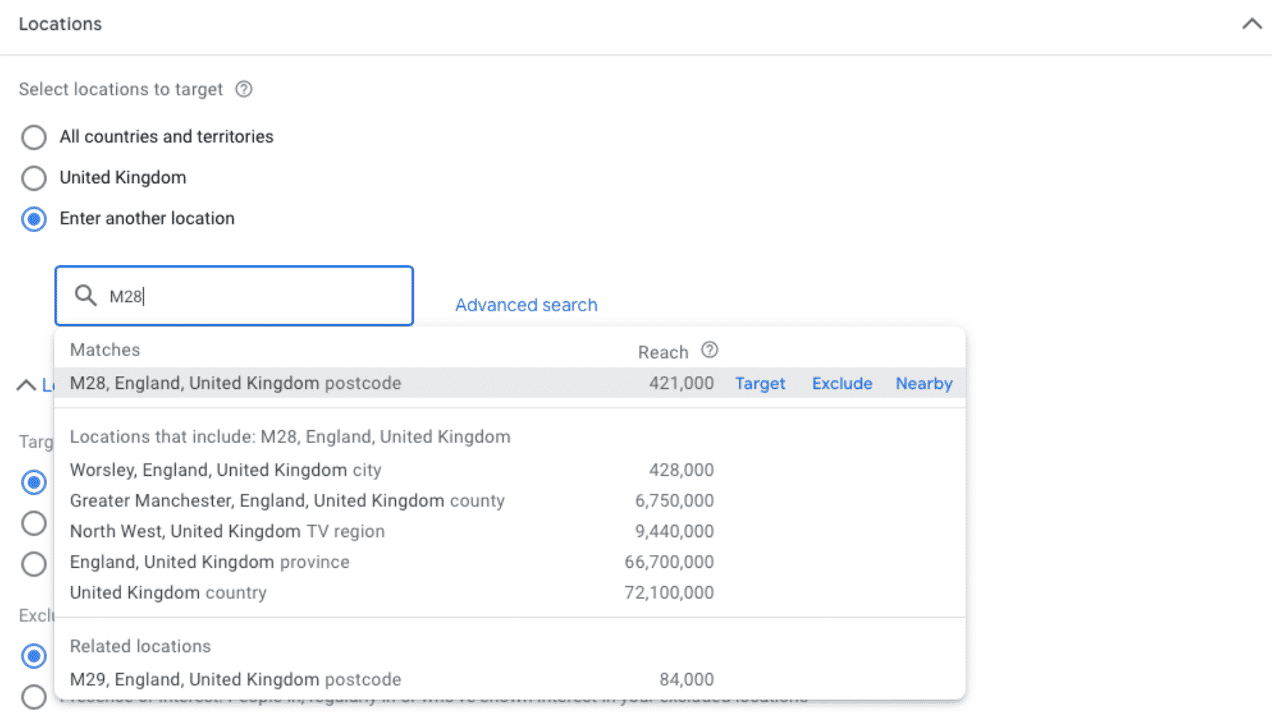 Geo-Targeting Location Settings