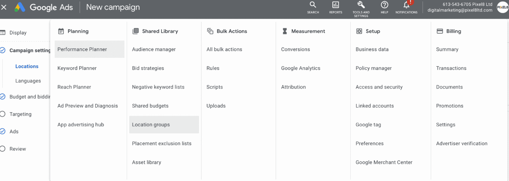 Location Groups Google Ads